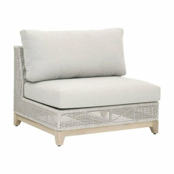 Tropez Outdoor Modular Armless Chair Taupe & White Rope Grey Teak Outdoor Modulars LOOMLAN By Essentials For Living