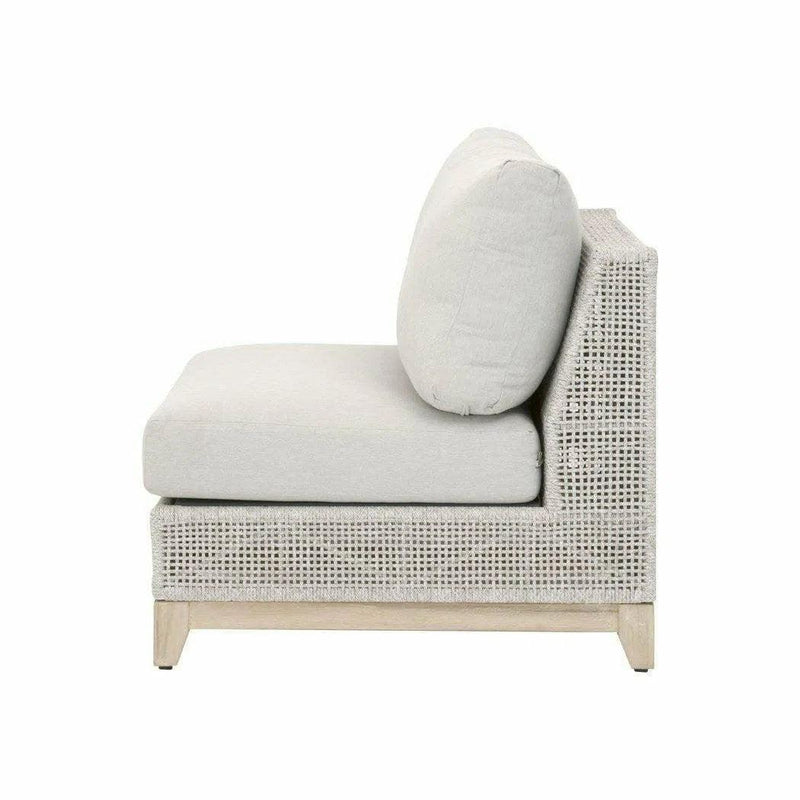 Tropez Outdoor Modular Armless Chair Taupe & White Rope Grey Teak Outdoor Modulars LOOMLAN By Essentials For Living