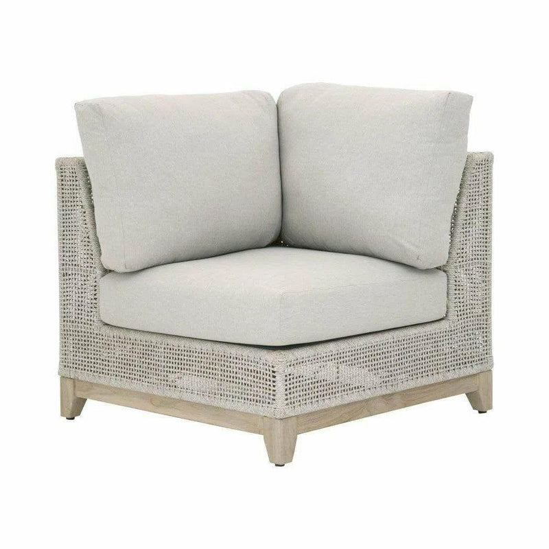 Tropez Outdoor Modular Corner Sofa Taupe & White Rope Grey Teak Outdoor Modulars LOOMLAN By Essentials For Living