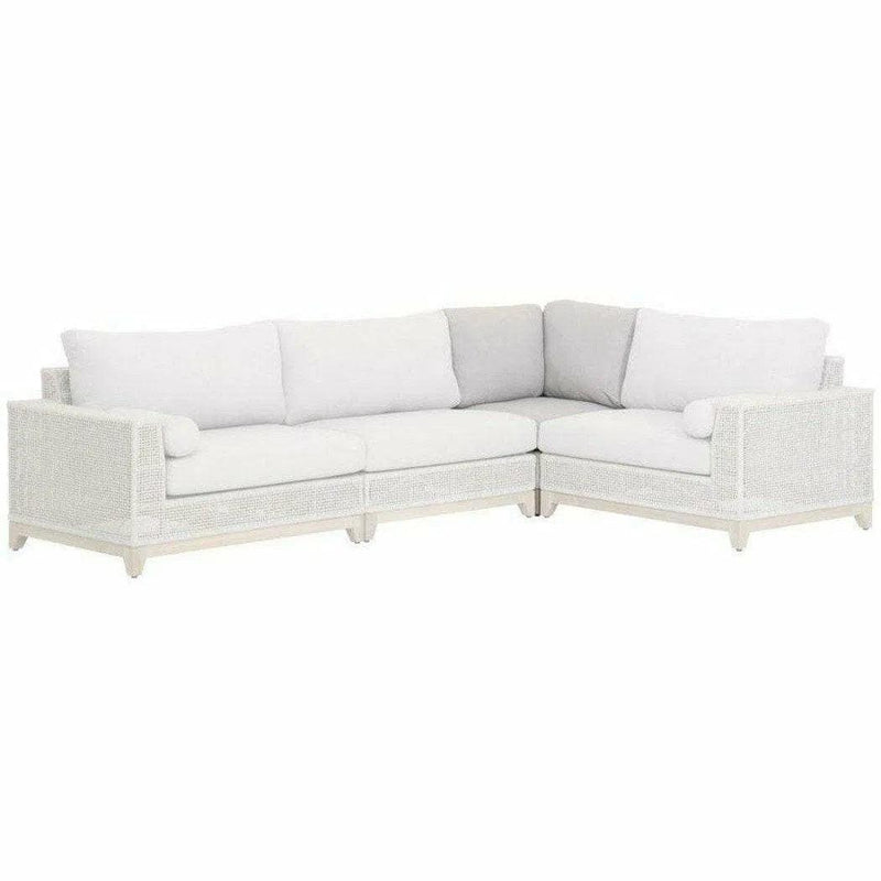 Tropez Outdoor Modular Corner Sofa Taupe & White Rope Grey Teak Outdoor Modulars LOOMLAN By Essentials For Living