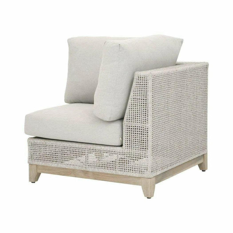 Tropez Outdoor Modular Corner Sofa Taupe & White Rope Grey Teak Outdoor Modulars LOOMLAN By Essentials For Living