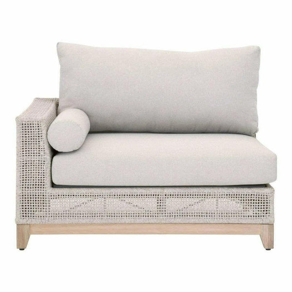 Tropez Outdoor Modular Left Facing 1-Arm Sofa Taupe Rope & Teak Outdoor Modulars LOOMLAN By Essentials For Living