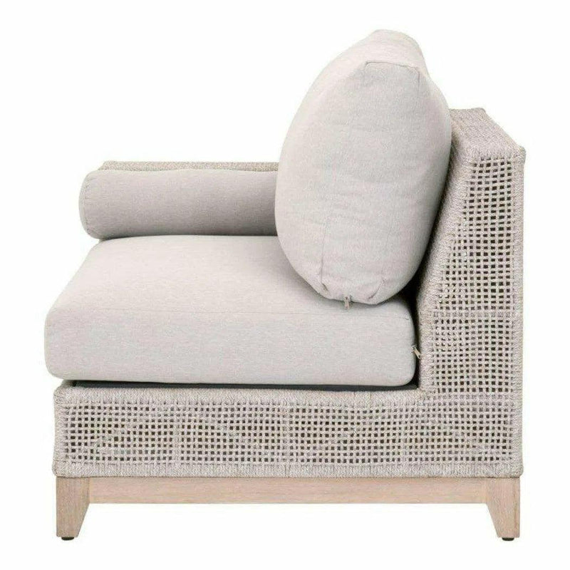 Tropez Outdoor Modular Left Facing 1-Arm Sofa Taupe Rope & Teak Outdoor Modulars LOOMLAN By Essentials For Living