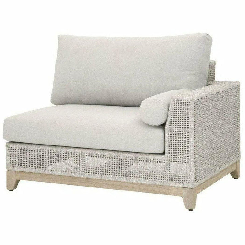 Tropez Outdoor Modular Right Facing 1-Arm Sofa Taupe Rope & Teak Outdoor Modulars LOOMLAN By Essentials For Living