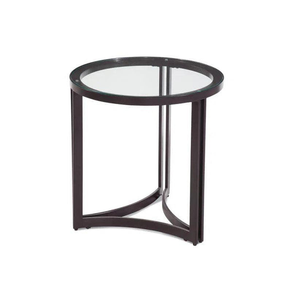 Trucco Metal and Clear Glass Black Round End Table Side Tables LOOMLAN By Bassett Mirror