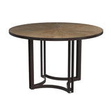 Trucco Metal and Wood Black Round Dining Table Dining Tables LOOMLAN By Bassett Mirror