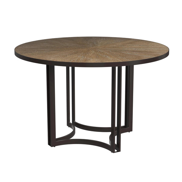 Trucco Metal and Wood Black Round Dining Table Dining Tables LOOMLAN By Bassett Mirror