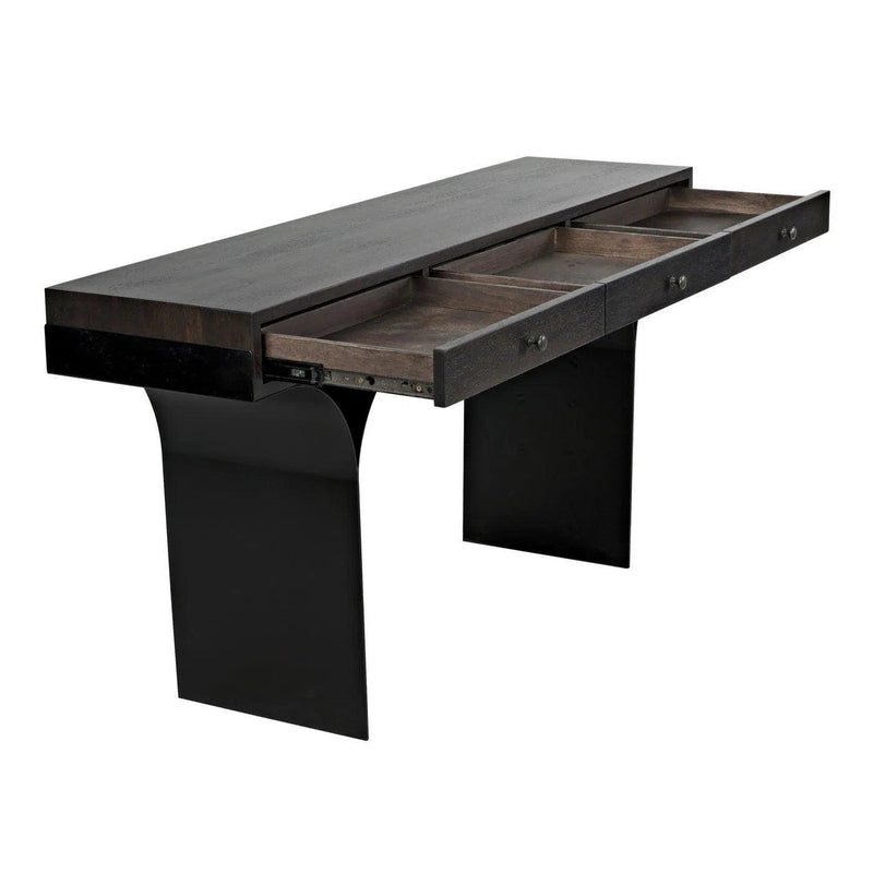 Truss Desk, Ebony Walnut with Steel Legs Unique Contemporary Desk Home Office Desks LOOMLAN By Noir