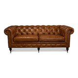 Tufted English Chesterfield Club Sofa Cuba Brown Sofas & Loveseats LOOMLAN By Sarreid