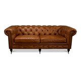 Tufted English Chesterfield Club Sofa Vienna Brown Sofas & Loveseats LOOMLAN By Sarreid