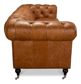 Tufted English Chesterfield Club Sofa Vienna Brown Sofas & Loveseats LOOMLAN By Sarreid