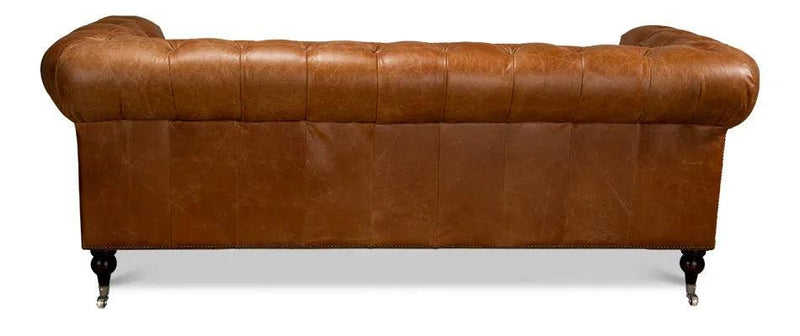 Tufted English Chesterfield Club Sofa Vienna Brown Sofas & Loveseats LOOMLAN By Sarreid