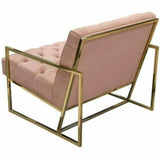 Tufted Luxe Pink Velvet Accent Chair Gold Stainless Steel Frame Club Chairs LOOMLAN By Diamond Sofa