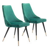 Tufted Velvet Green Dining Chair (Set of 2) Modern Dining Dining Chairs LOOMLAN By Zuo Modern