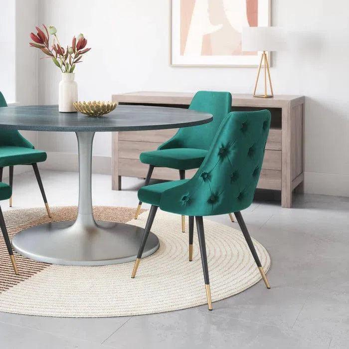 Tufted Velvet Green Dining Chair (Set of 2) Modern Dining Dining Chairs LOOMLAN By Zuo Modern