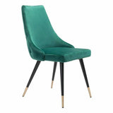 Tufted Velvet Green Dining Chair (Set of 2) Modern Dining Dining Chairs LOOMLAN By Zuo Modern