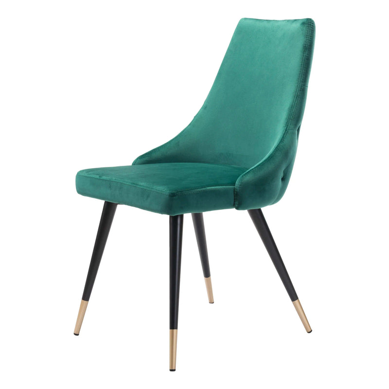 Tufted Velvet Green Dining Chair (Set of 2) Modern Dining Dining Chairs LOOMLAN By Zuo Modern