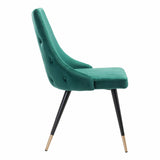 Tufted Velvet Green Dining Chair (Set of 2) Modern Dining Dining Chairs LOOMLAN By Zuo Modern