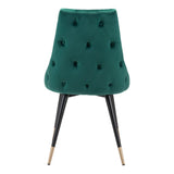 Tufted Velvet Green Dining Chair (Set of 2) Modern Dining Dining Chairs LOOMLAN By Zuo Modern