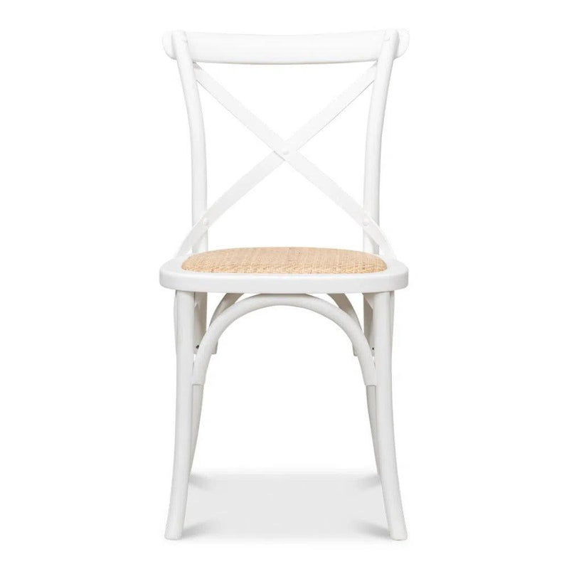 Tuileries White Dining Chairs Set of 2 Natural Cane Seat Dining Chairs LOOMLAN By Sarreid