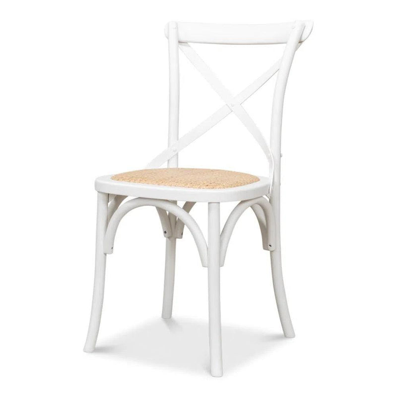 Tuileries White Dining Chairs Set of 2 Natural Cane Seat Dining Chairs LOOMLAN By Sarreid