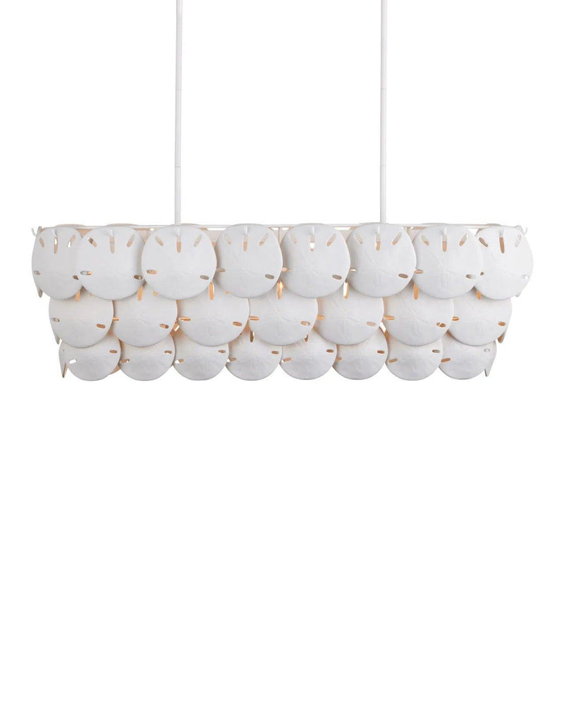Tulum Oval Iron and Bone China White Chandelier Chandeliers LOOMLAN By Currey & Co
