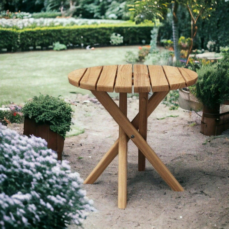 Tulum Round Teak Outdoor Side Table Outdoor Side Tables LOOMLAN By HiTeak