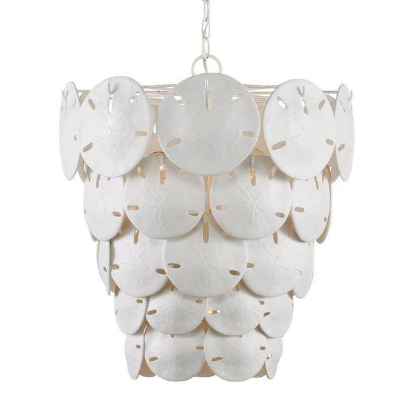 Tulum White Chandelier Chandeliers LOOMLAN By Currey & Co