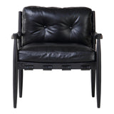 Turner Top-Grain Buffalo Leather and Ash Wood Black Arm Chair Club Chairs LOOMLAN By Moe's Home