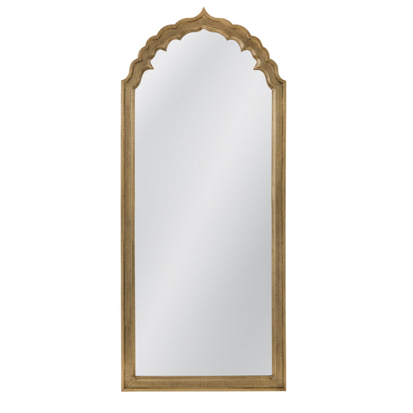 Tusk Brass and Wood Vertical Wall Mirror Wall Mirrors LOOMLAN By Bassett Mirror