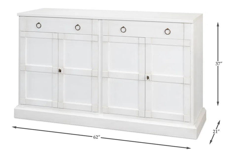 TV Stand Media Console Cortina White Wood TV Stands & Media Centers LOOMLAN By Sarreid