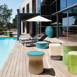 Two Glaze Square Cube Set of Two - Navy Blue Outdoor Stools Outdoor Side Tables LOOMLAN By Seasonal Living