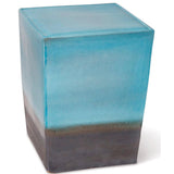 Two Glaze Square Cube Set of Two - Turquoise Blue Outdoor Stools Outdoor Side Tables LOOMLAN By Seasonal Living