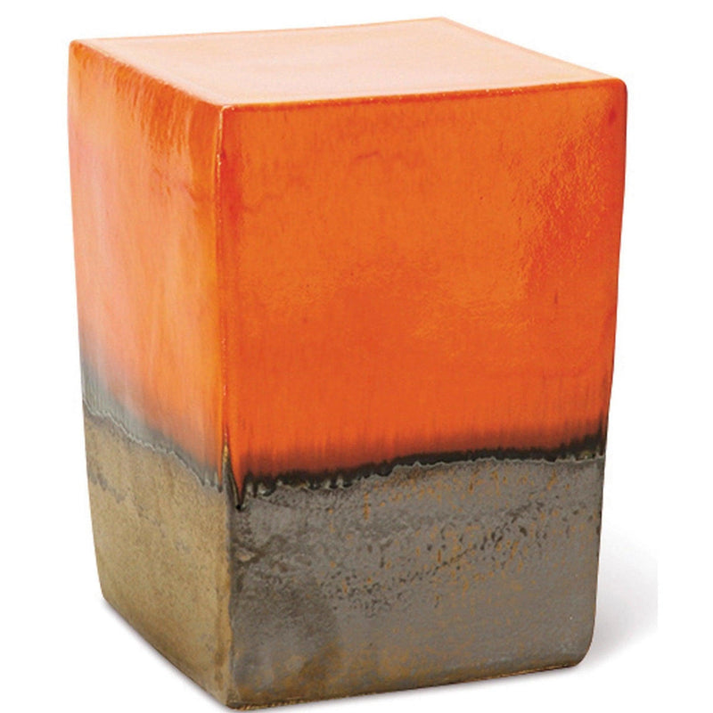 Two Glaze Square Cube Set of Two - Tuscan Orange Outdoor Stools Outdoor Side Tables LOOMLAN By Seasonal Living