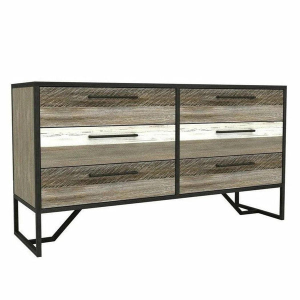 Two-Tone Brown Metro Havana 6 Drawer Dresser Dressers LOOMLAN By LH Imports