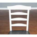 Two Tone Distressed White Wood Ladderback Dining Chair Wood Seat (Set Of 2) Dining Chairs LOOMLAN By Sunny D