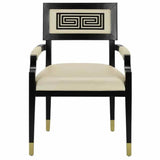 Two Tone Leather Dining Chair White and Black Dining Chairs LOOMLAN By Currey & Co