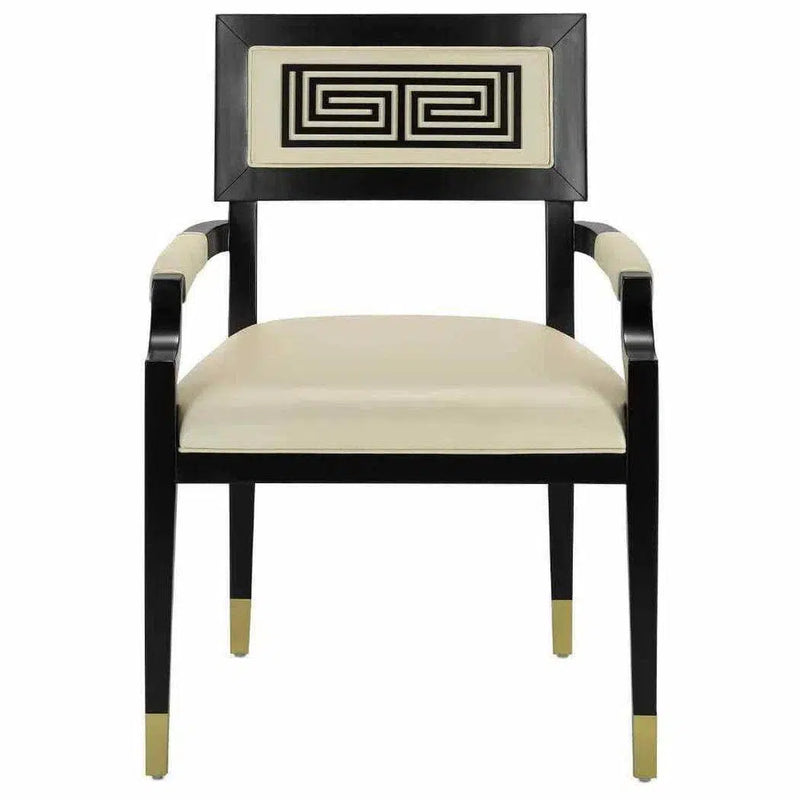 Two Tone Leather Dining Chair White and Black Dining Chairs LOOMLAN By Currey & Co