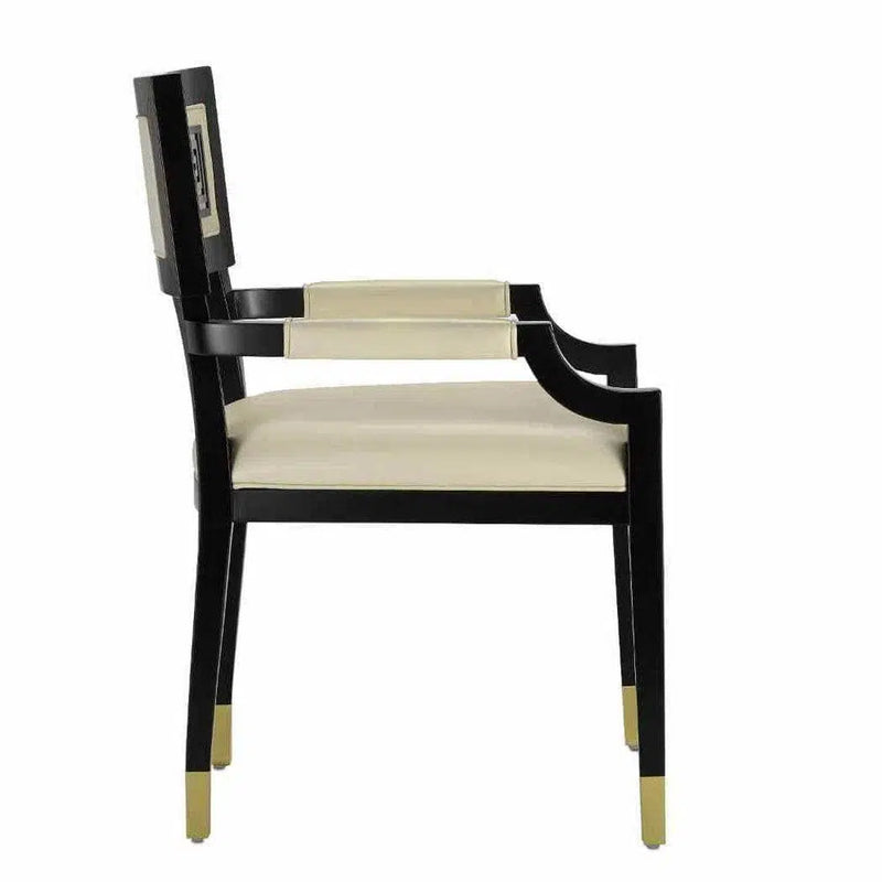 Two Tone Leather Dining Chair White and Black Dining Chairs LOOMLAN By Currey & Co