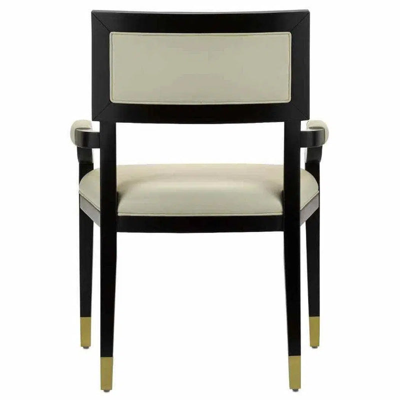 Two Tone Leather Dining Chair White and Black Dining Chairs LOOMLAN By Currey & Co