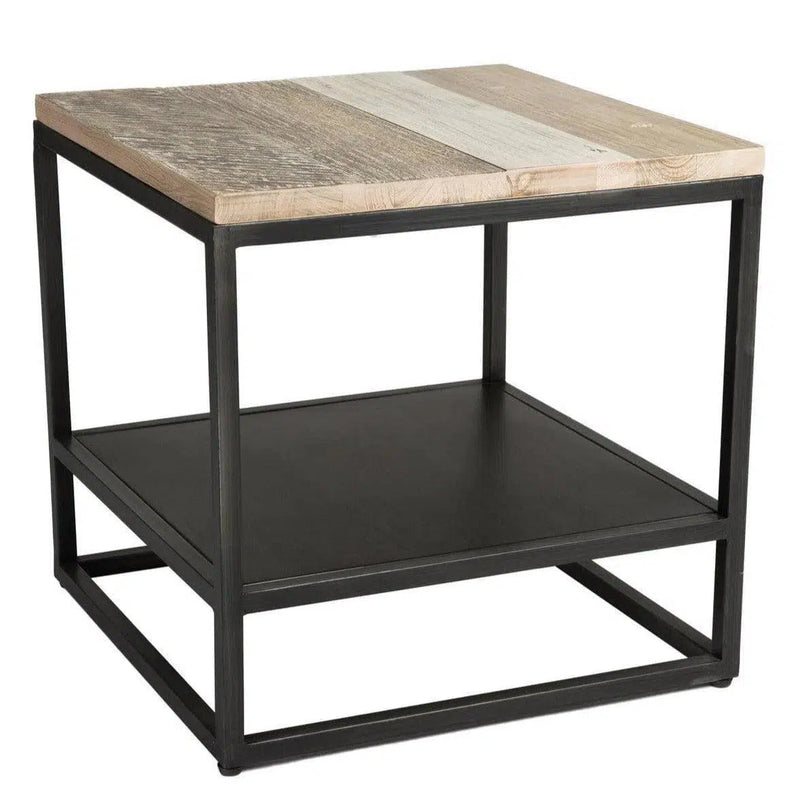 Two-Tone Square Side Table With Shelves Wood Top With Base Side Tables LOOMLAN By LH Imports