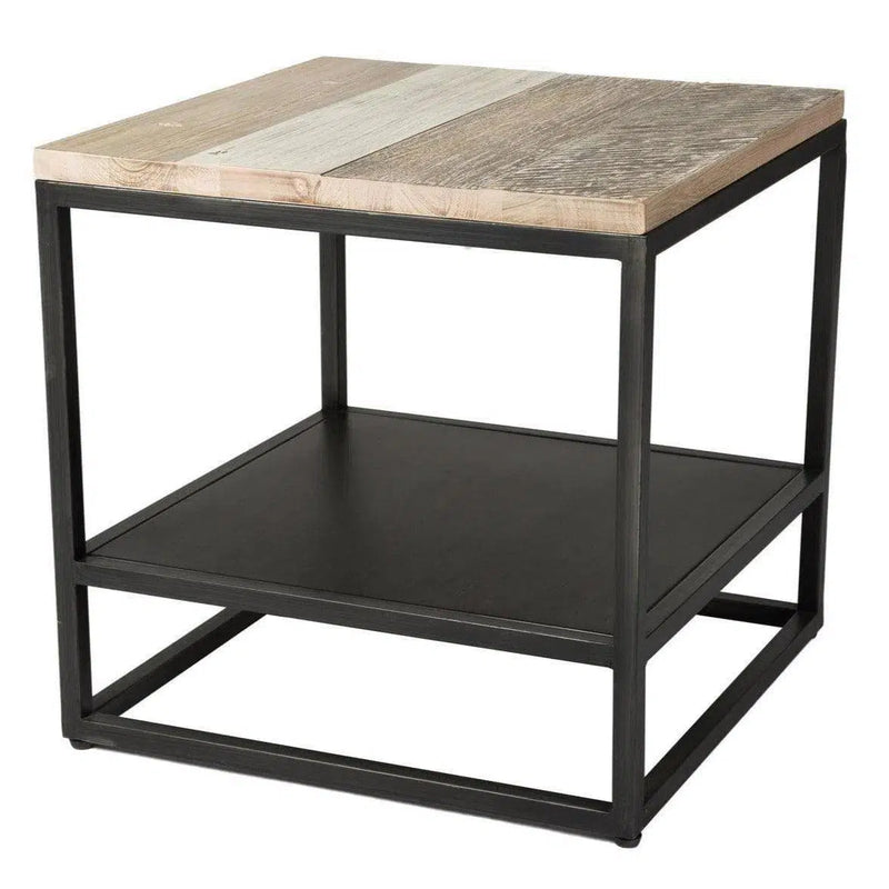 Two-Tone Square Side Table With Shelves Wood Top With Base Side Tables LOOMLAN By LH Imports