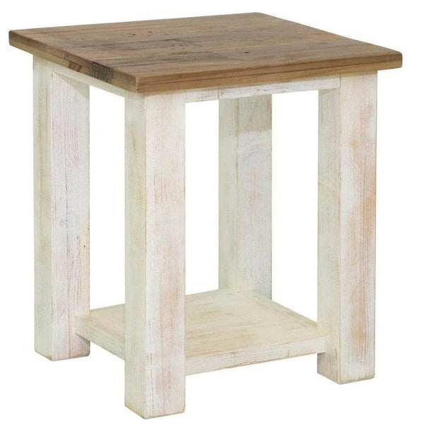 Two-Tone Square Side Table With Shelves Wood Top With Wood Base Side Tables LOOMLAN By LH Imports