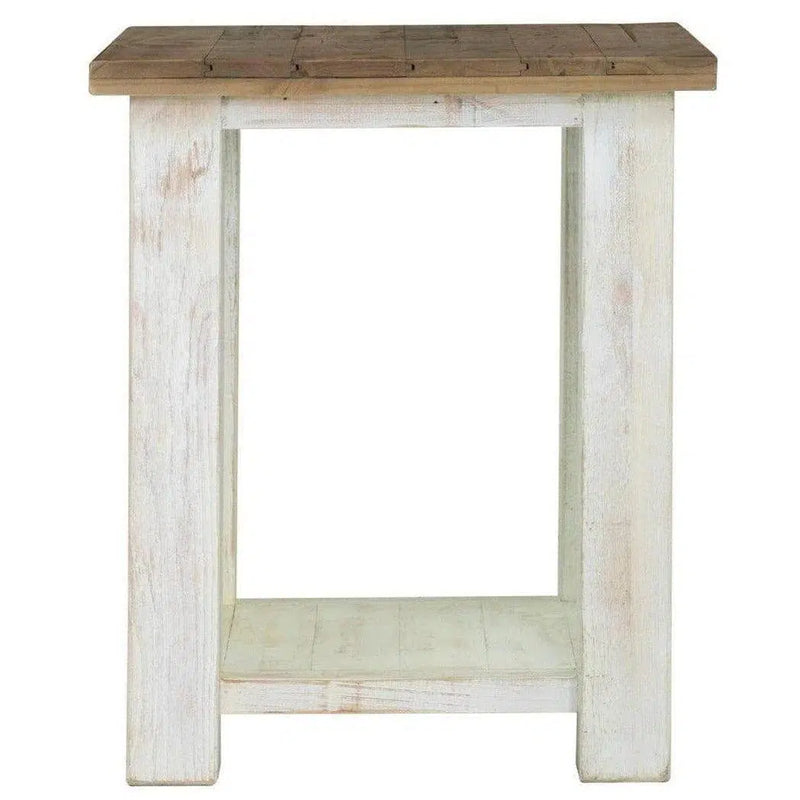 Two-Tone Square Side Table With Shelves Wood Top With Wood Base Side Tables LOOMLAN By LH Imports