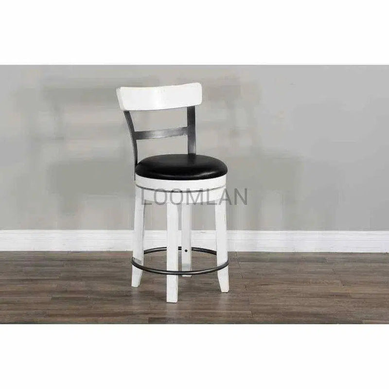 Two Tone Swivel Counter Height Chair Black Leather Seat Counter Stools LOOMLAN By Sunny D