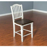 Two Tone White and Brown Wood Seat Bourbon County Slatback Counter Stool Counter Stools LOOMLAN By Sunny D