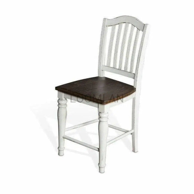 Two Tone White and Brown Wood Seat Bourbon County Slatback Counter Stool Counter Stools LOOMLAN By Sunny D