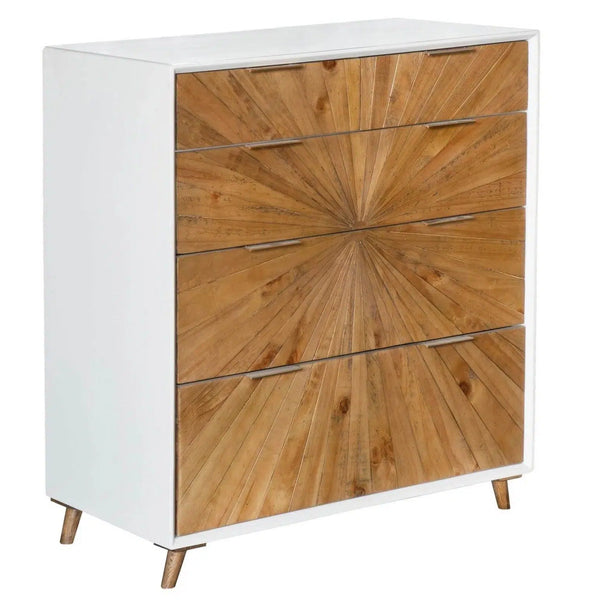 Two-Tone White Reclaimed Solid Wood Frame Casablanca 5 Drawer Chest Chests LOOMLAN By LH Imports