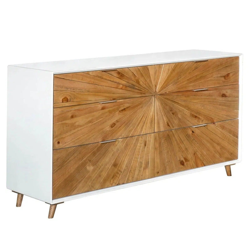 Two-Tone White Reclaimed Solid Wood Frame Casablanca 6 Drawer Dresser Dressers LOOMLAN By LH Imports