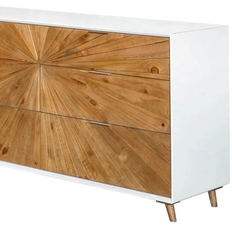 Two-Tone White Reclaimed Solid Wood Frame Casablanca 6 Drawer Dresser Dressers LOOMLAN By LH Imports